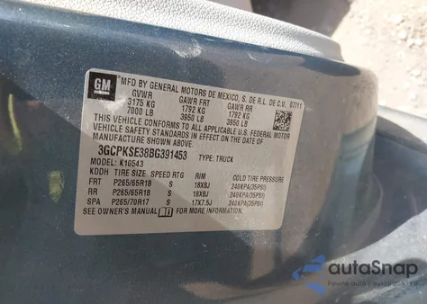 2011 Chevrolet Silverado 1500 Lt z USA, uszkodzony, nr VIN 3GCPKSE38BG391453